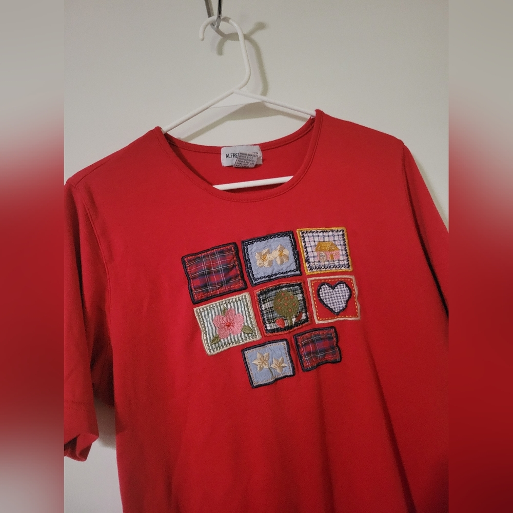 Alfred Dunner Grandmacore Quilt Squares Shirt